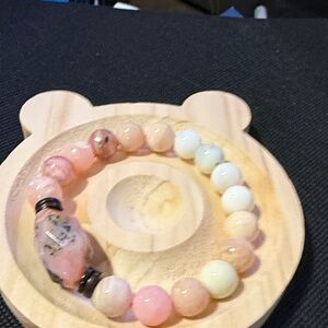 Pink and White Australian Opal Beaded Bracelet